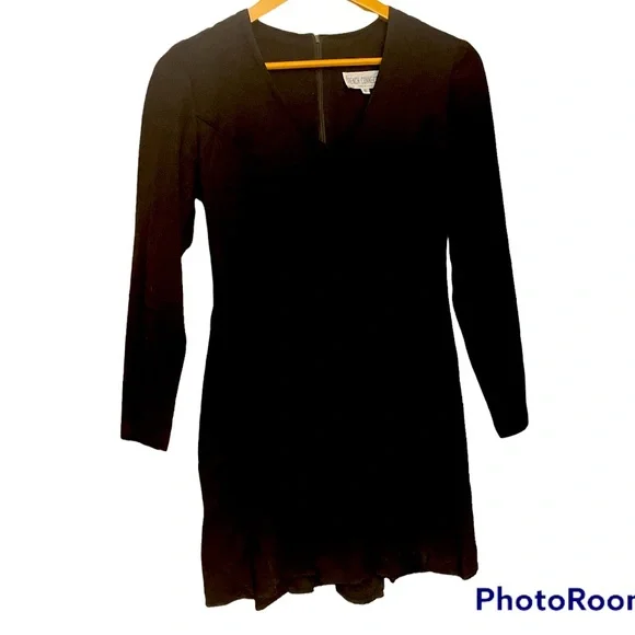 French Connection black Long-Sleeve Ponte Dropped-Waist Dress